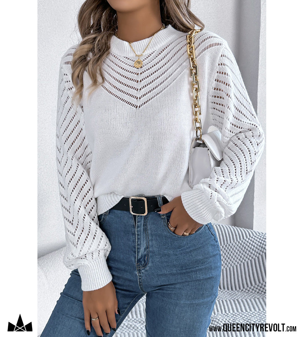 Women's Knit Sweater, White