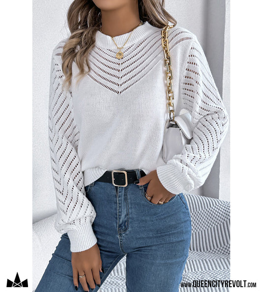 Women's Knit Sweater, White