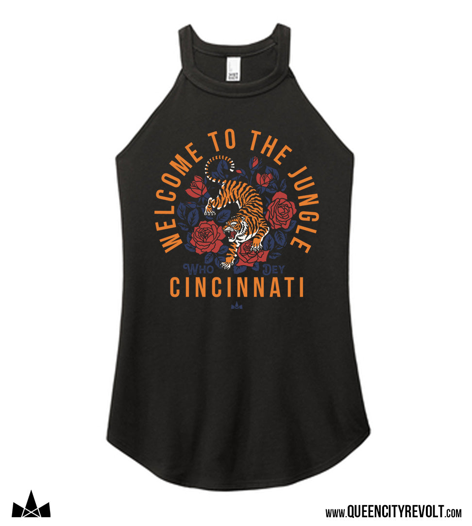 Cincinnati Football Floral Tank, Black