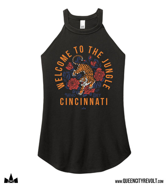 Cincinnati Football Floral Tank, Black