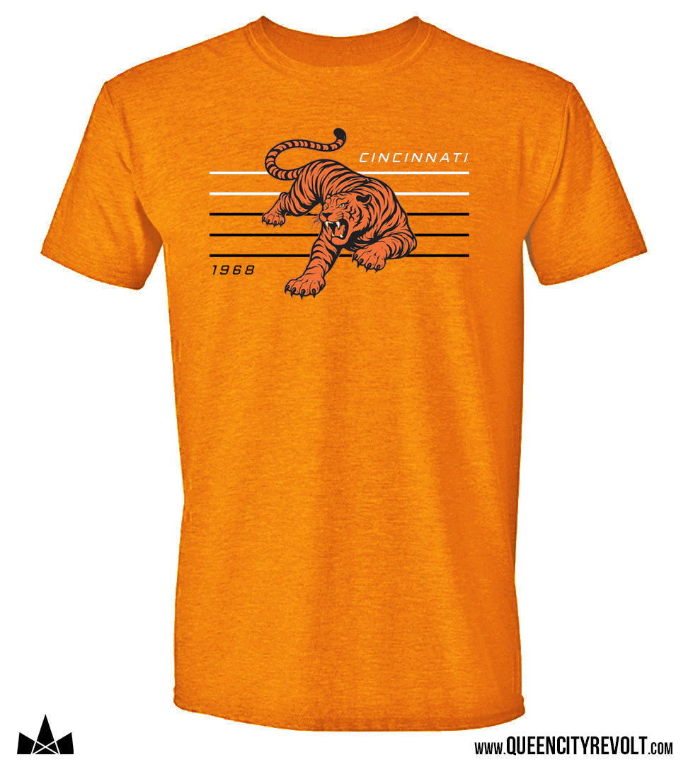 Cincinnati Football Tiger Lines Tshirt, Orange