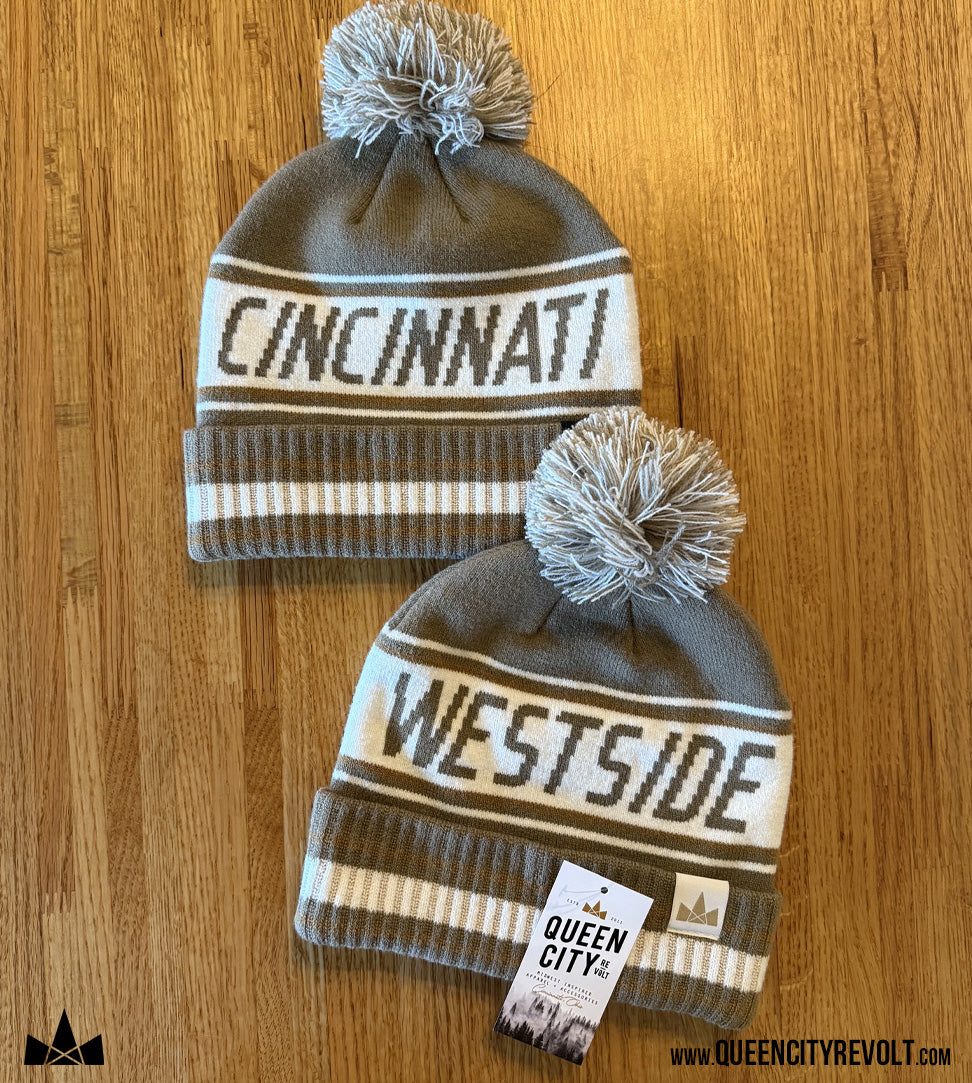 Westside Knit Beanie, Khaki/White