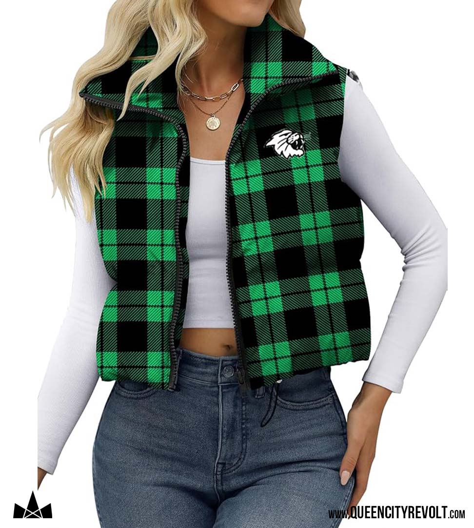 Women's Puffer Vest, Green/Black